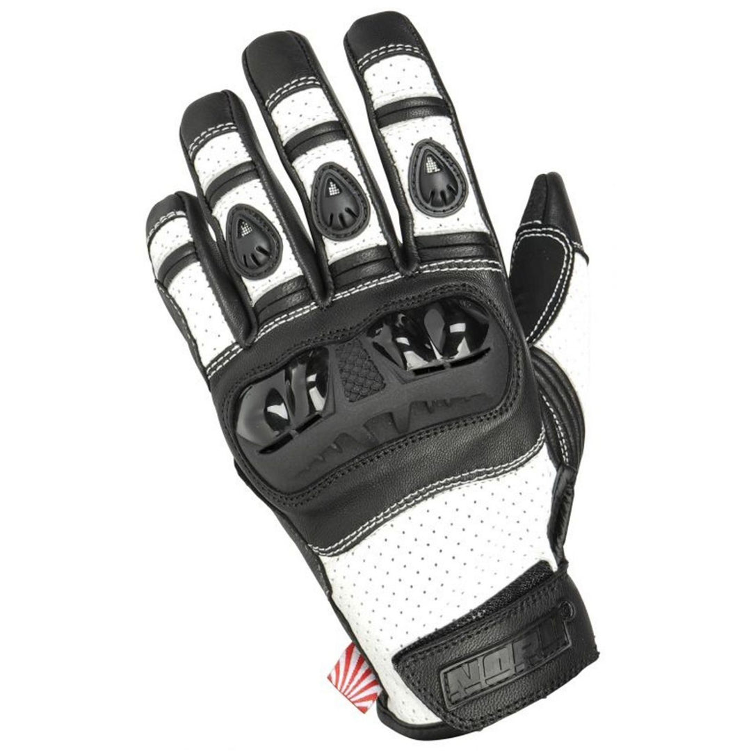 Noru Women's Furo Leather Gloves White/Black - Back of Hand View