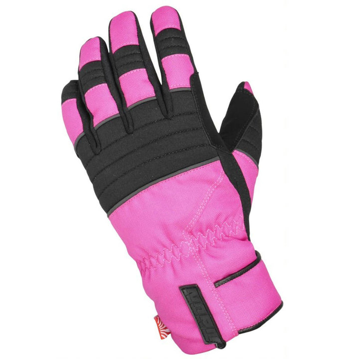 Noru Women's Kiji Waterproof Gloves Pink/Black - Back of Hand View