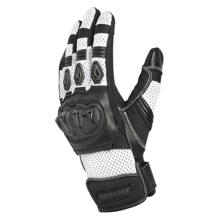 Noru Women's Kiryu Mesh Gloves White/Black - Back of Hand Side View