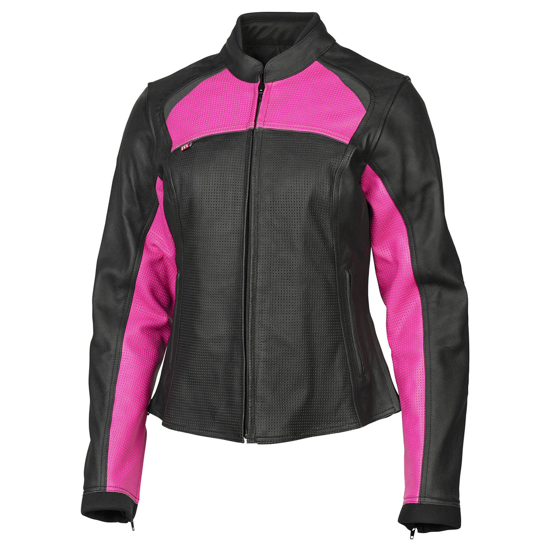 Noru Women's Maruchi Leather Jacket Black/Pink - Front View
