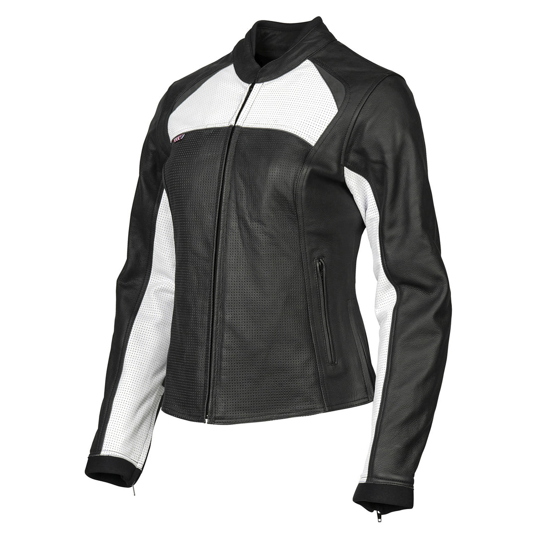 Noru Women's Maruchi Leather Jacket Black/White - Front View