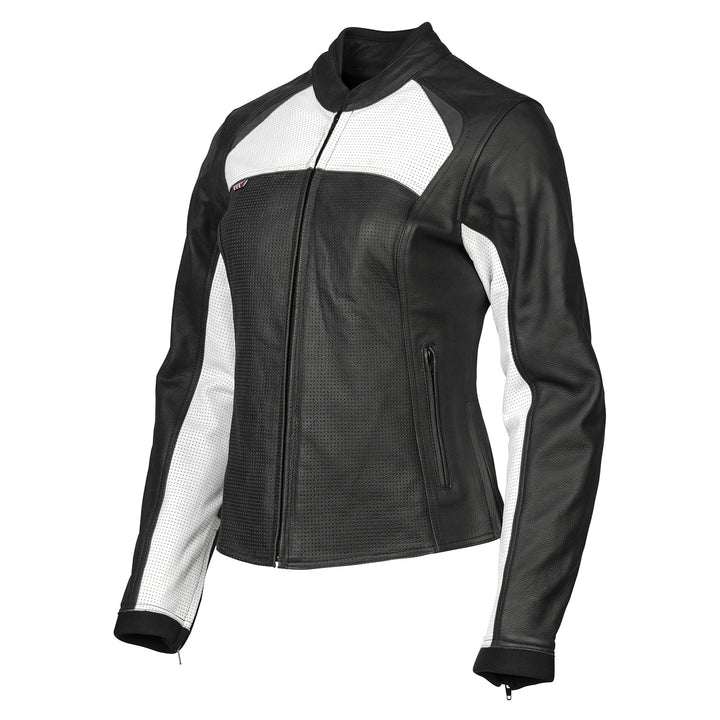 Noru Women's Maruchi Leather Jacket Black/White - Front View