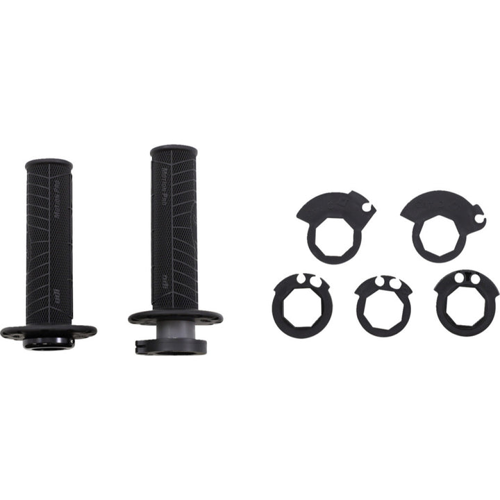 ODI DirtControl V2 Lock-On Grips Black - Front View with Additional Snap-Cam Options