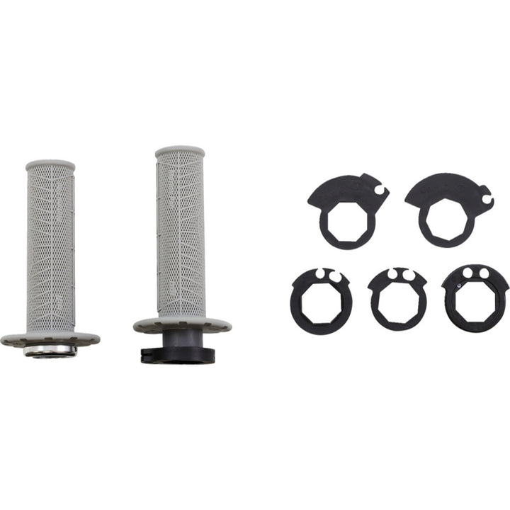 ODI DirtControl V2 Lock-On Grips Gray - Front View with Additional Snap-Cam Options