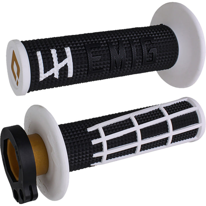 ODI Emig 2.0 Racing V2 Lock-On Grips Black/White - Front View
