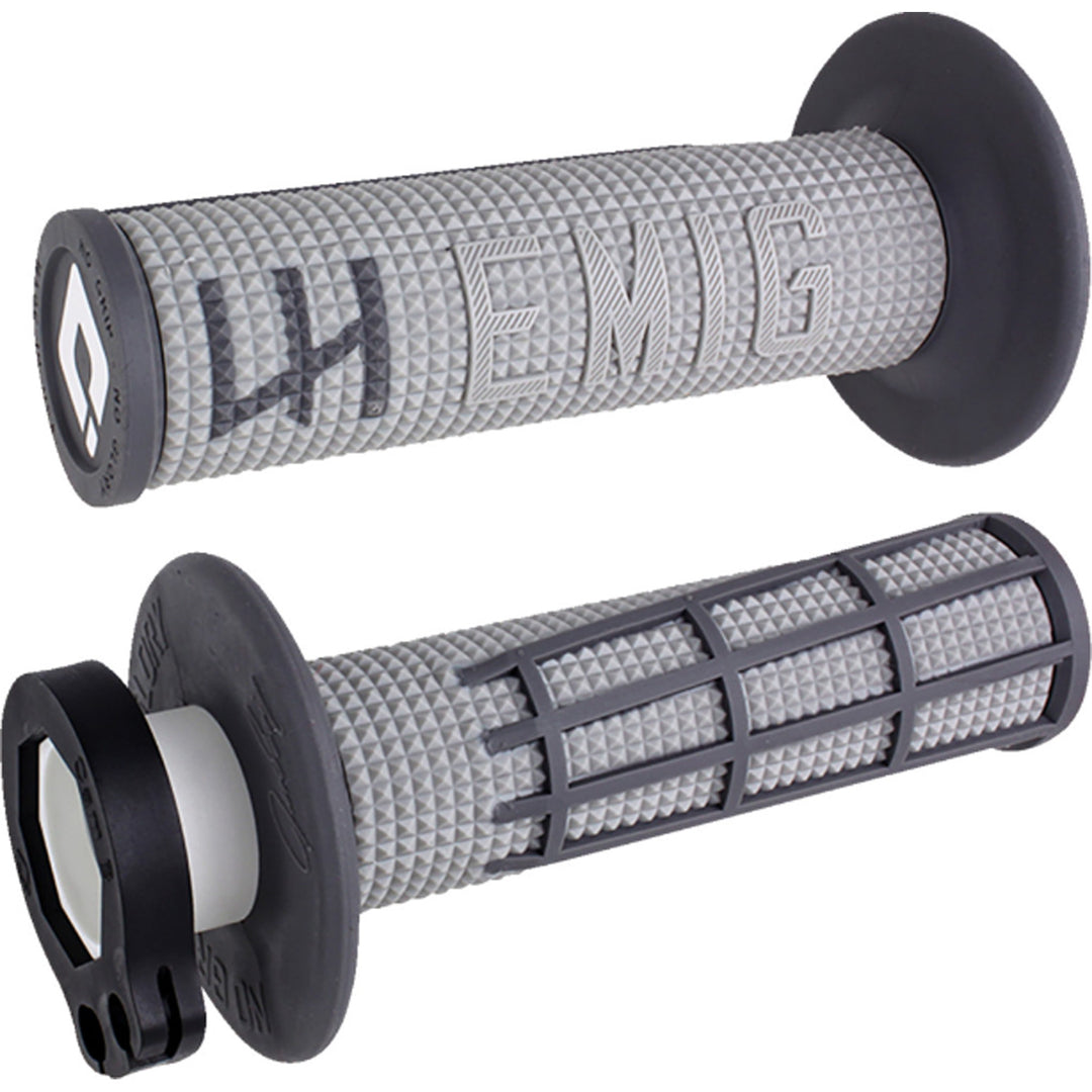 ODI Emig 2.0 Racing V2 Lock-On Grips Gray/Graphite - Front View
