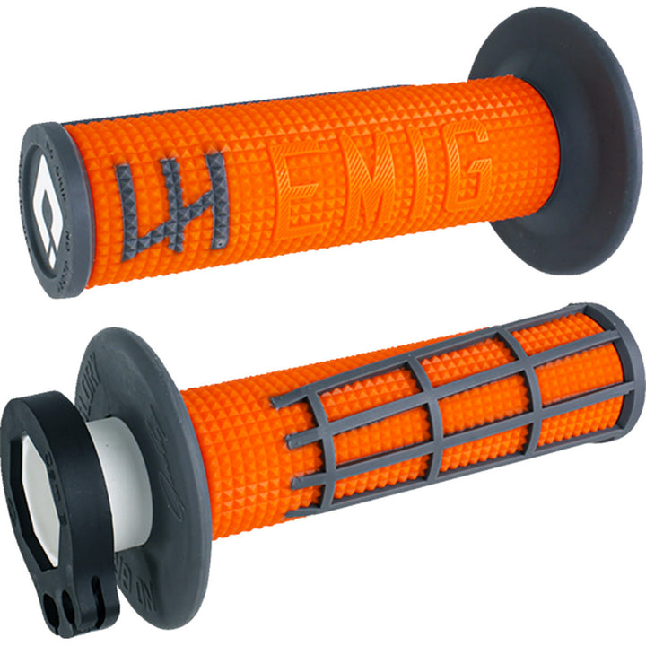 ODI Emig 2.0 Racing V2 Lock-On Grips Orange/Graphite - Front View