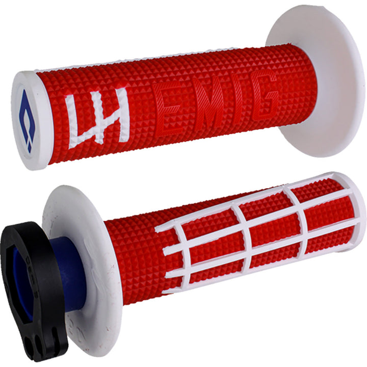 ODI Emig 2.0 Racing V2 Lock-On Grips Red/White - Front View