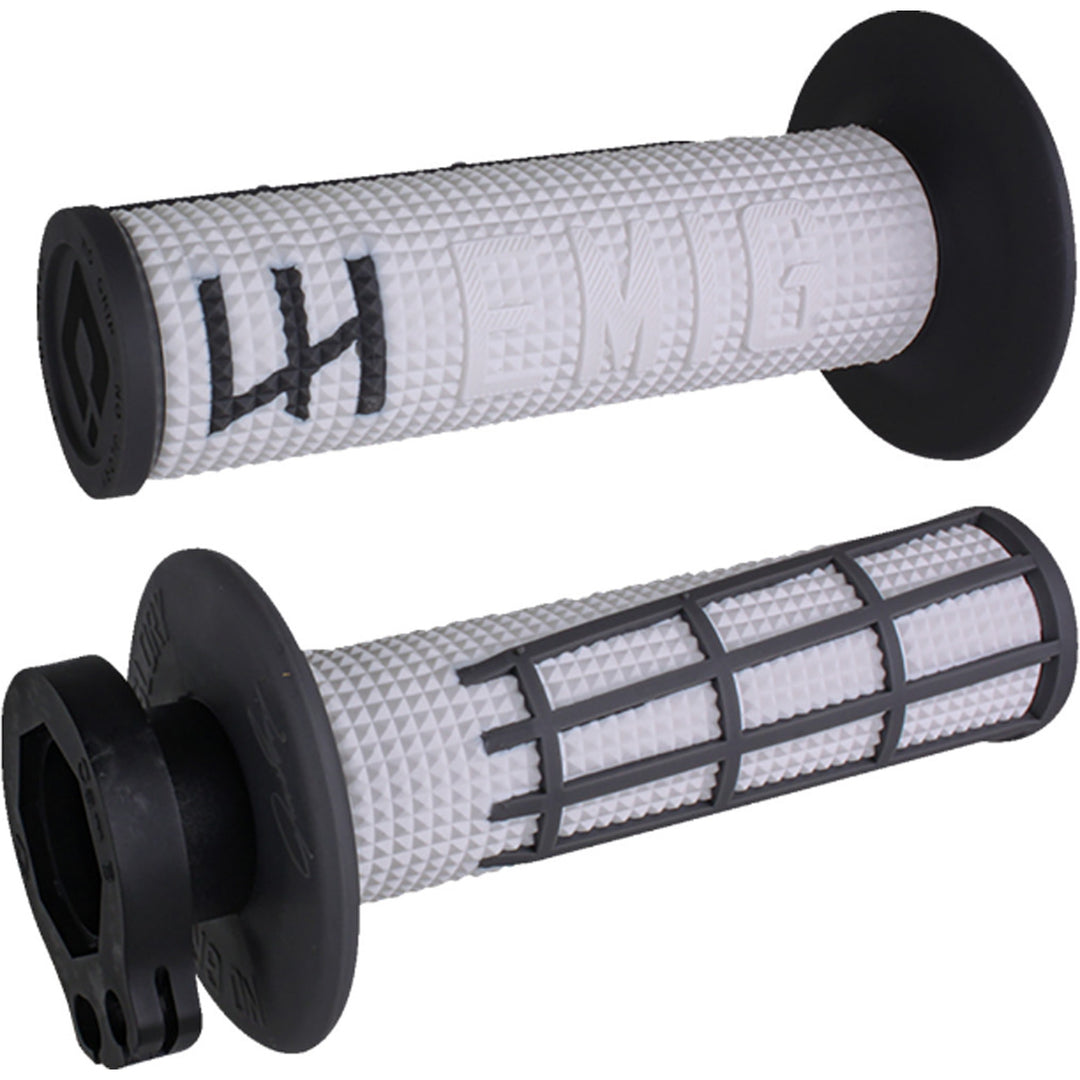 ODI Emig 2.0 Racing V2 Lock-On Grips White/Graphite - Front View