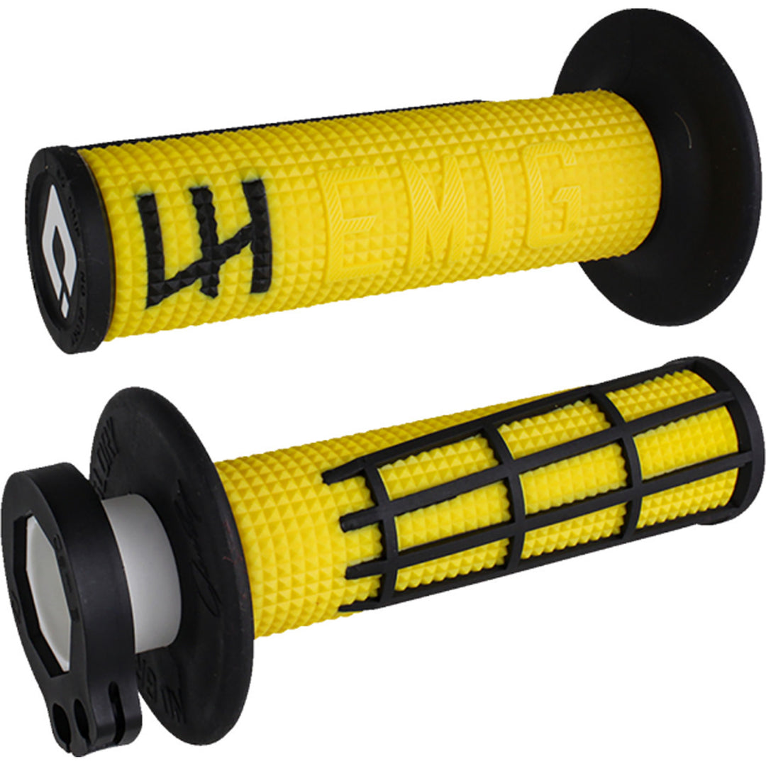 ODI Emig 2.0 Racing V2 Lock-On Grips Yellow/Black - Front View