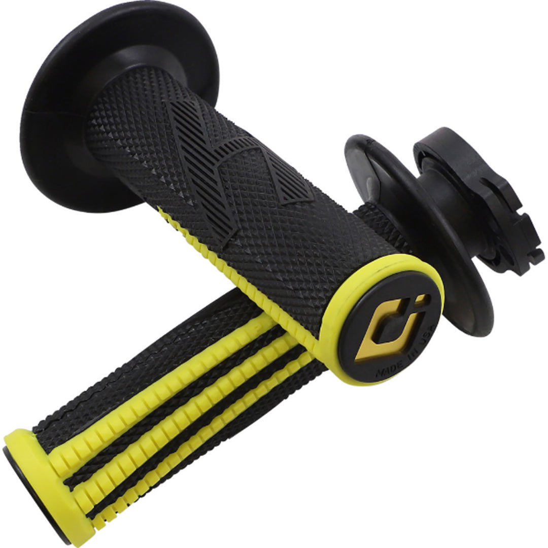 ODI Emig Pro V2 Lock-On Grips Black/Yellow - Front View