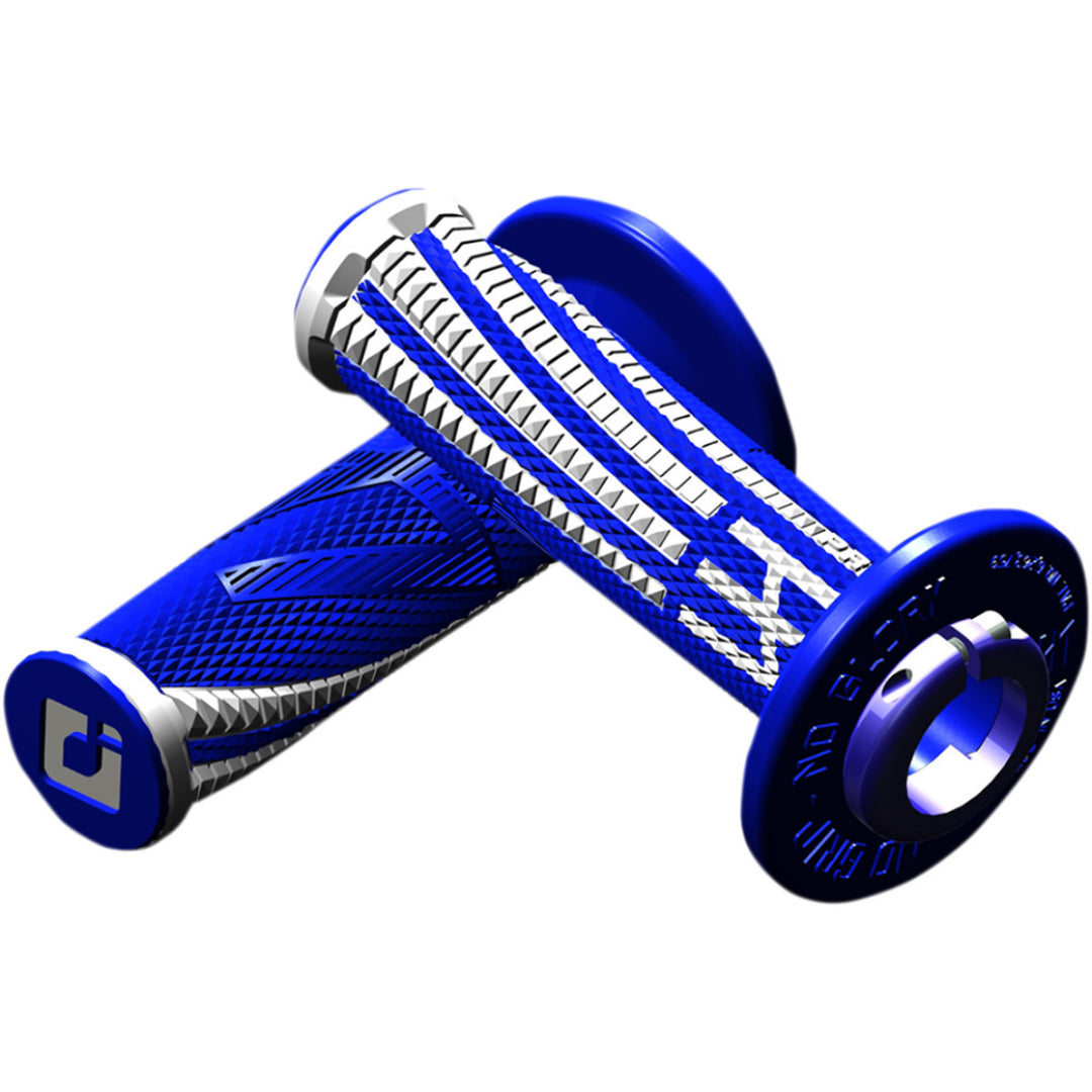 ODI Emig Pro V2 Lock-On Grips Blue/White - Front View