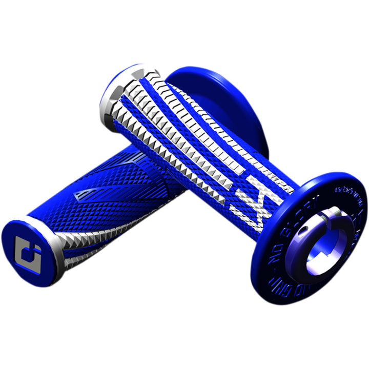 ODI Emig Pro V2 Lock-On Grips Blue/White - Front View
