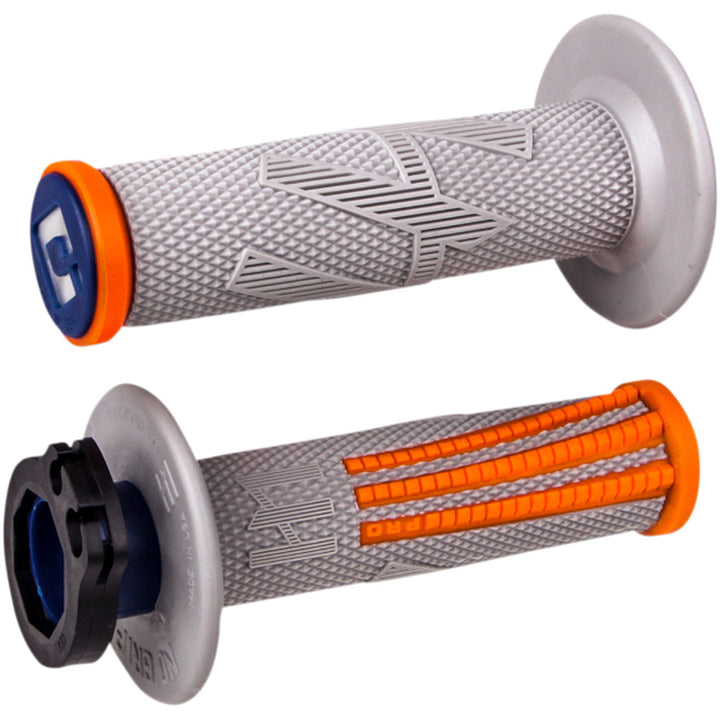 ODI Emig Pro V2 Lock-On Grips Gray/Orange - Front View