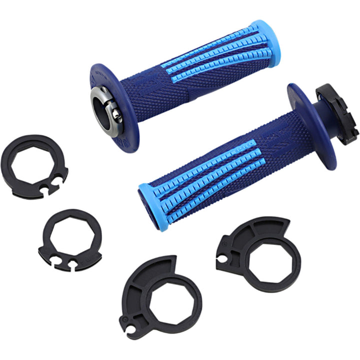 ODI Emig Pro V2 Lock-On Grips Navy/Light Blue - Front View