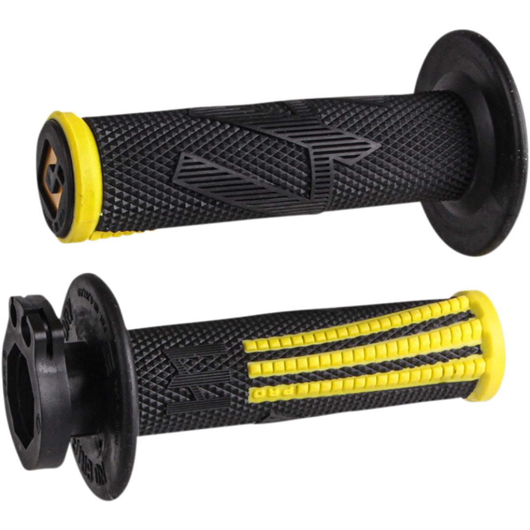 ODI Emig Pro V2 Lock-On Grips Yellow/Black - Front View