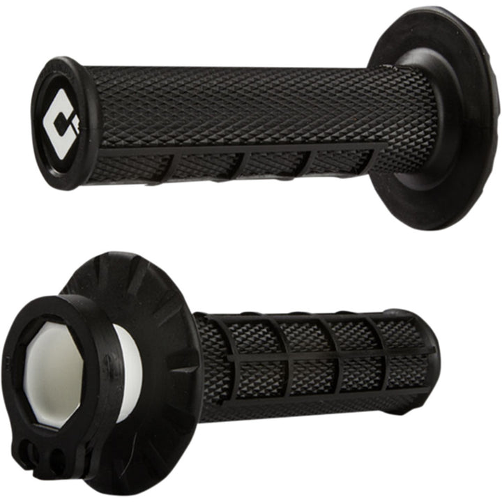 ODI V2 Lock-On Grips - Half Waffle Black - Front View