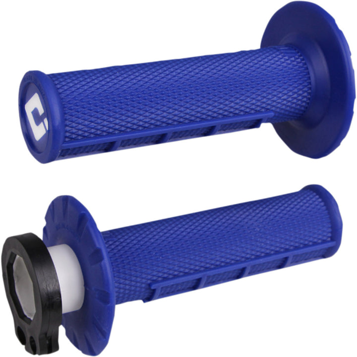 ODI V2 Lock-On Grips - Half Waffle Blue - Front View