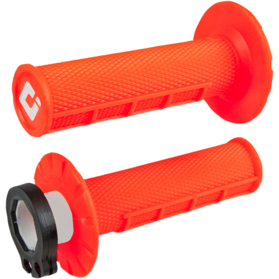ODI V2 Lock-On Grips - Half Waffle Fluorescent Orange - Front View