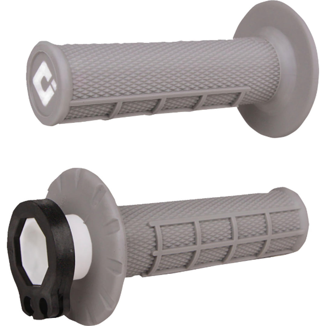ODI V2 Lock-On Grips - Half Waffle Gray - Front View