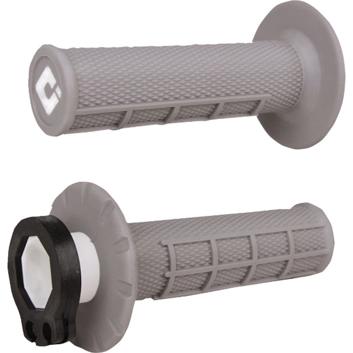 ODI V2 Lock-On Grips - Half Waffle Gray - Front View