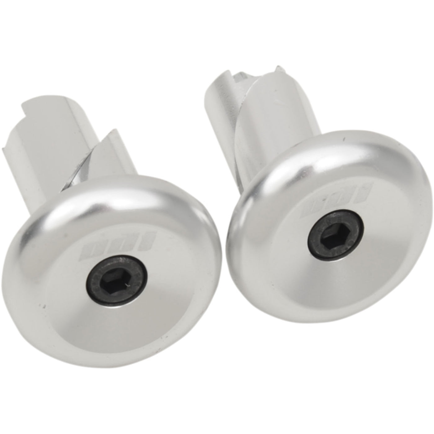 ODI Aluminum Handlebar End Plugs Silver - Angled Front View