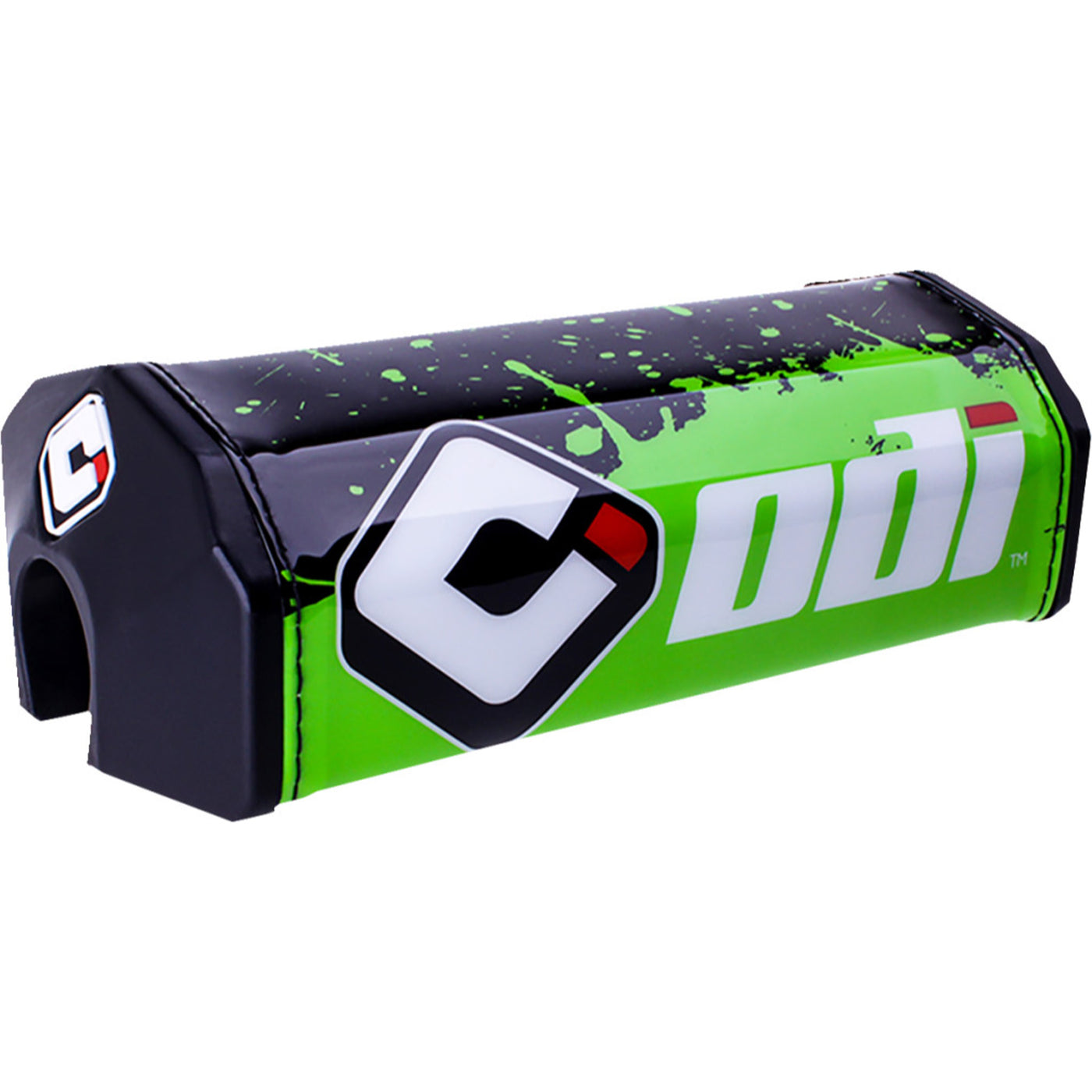 ODI Oversized Handlebar Pads - Splatter Green/Black - Angled Front View