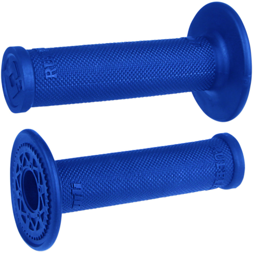 ODI Ruffian MX Single-Ply Grips - No Waffle Blue - Front View