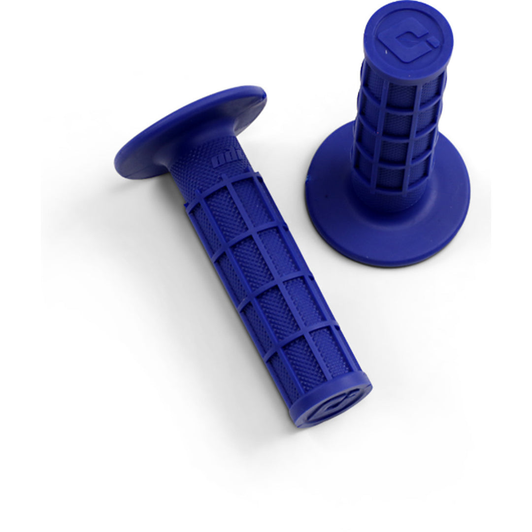 ODI Ruffian MX Single-Ply Grips - Full Waffle Blue - Front View