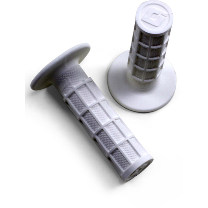 ODI Ruffian MX Single-Ply Grips - Full Waffle White - Front View