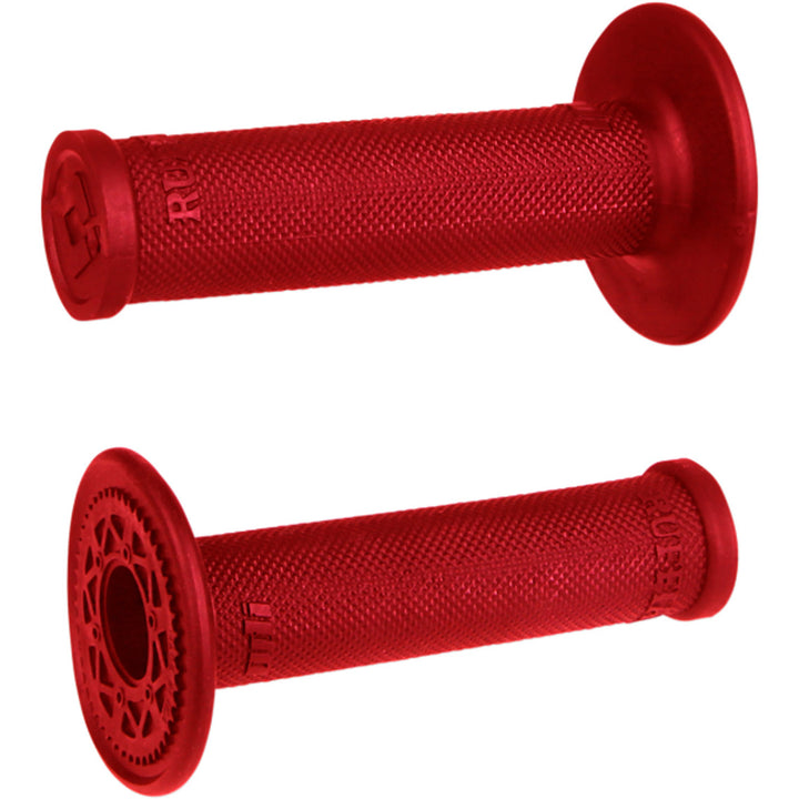 ODI Ruffian MX Single-Ply Grips - No Waffle Red - Front View