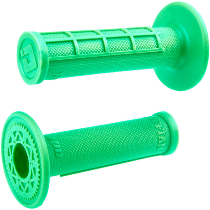 ODI Ruffian MX Single-Ply Grips - Half Waffle Fluorescent Green - Front View