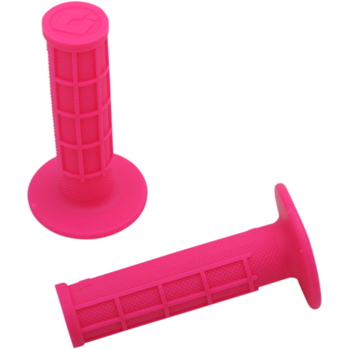 ODI Ruffian MX Single-Ply Grips - Half Waffle Pink - Front View