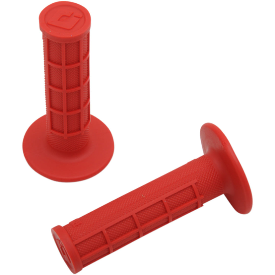 ODI Ruffian MX Single-Ply Grips - Half Waffle Red - Front View