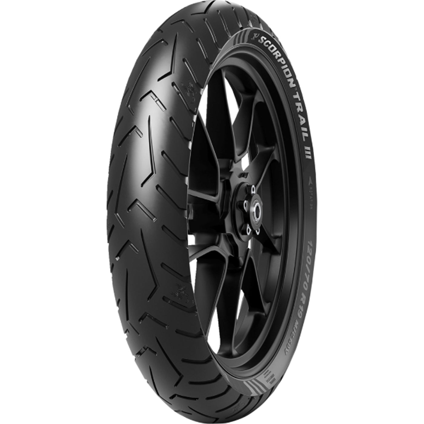 Pirelli Scorpion Trail III Tire - Angled Side View of Front