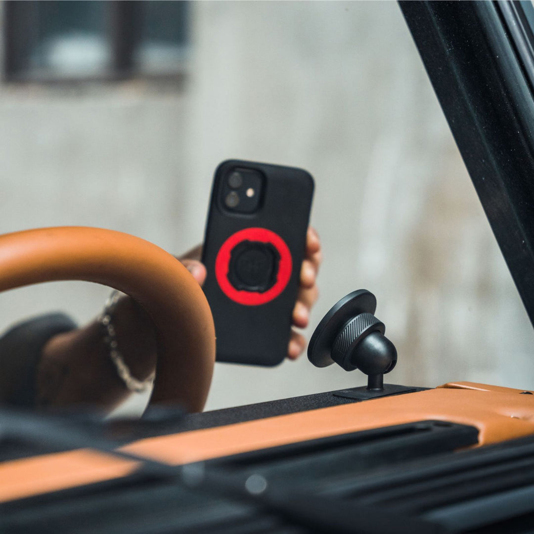 Quad Lock Dash/Console Car Mount - Lifestyle of Car Mount Installed on Upper Dashboard