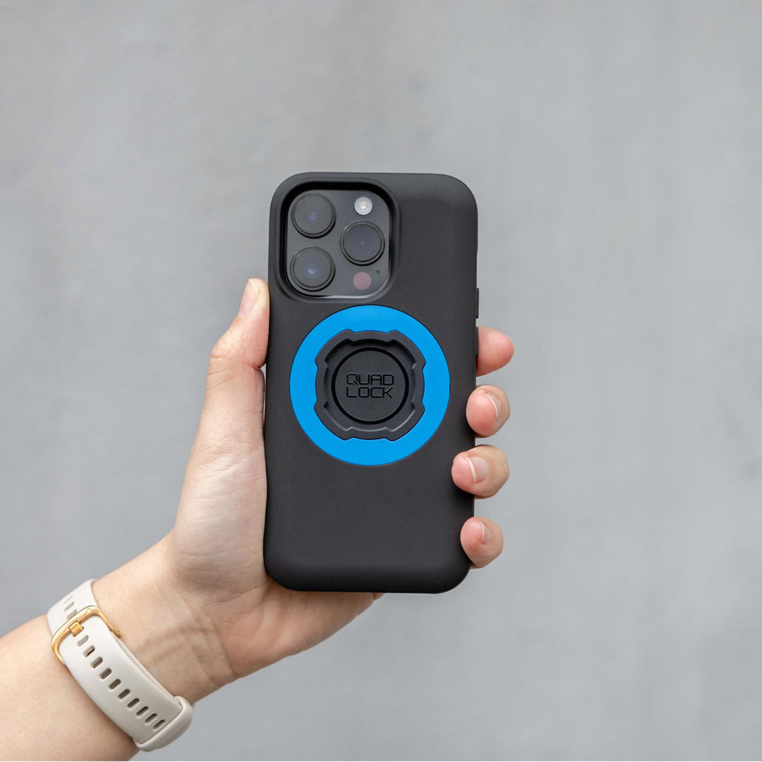 Quad Lock MAG Ring Blue - Lifestyle of MAG Ring on Phone Case