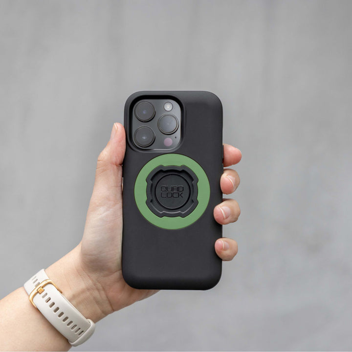 Quad Lock MAG Ring Green - Lifestyle of MAG Ring on Phone Case