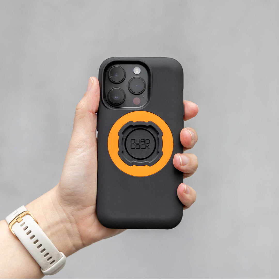 Quad Lock MAG Ring Orange - Lifestyle of MAG Ring on Phone Case