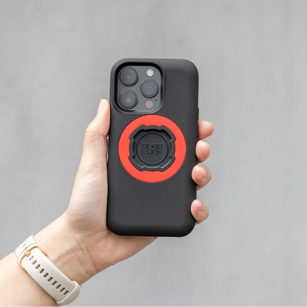 Quad Lock MAG Ring Red - Lifestyle of MAG Ring on Phone Case