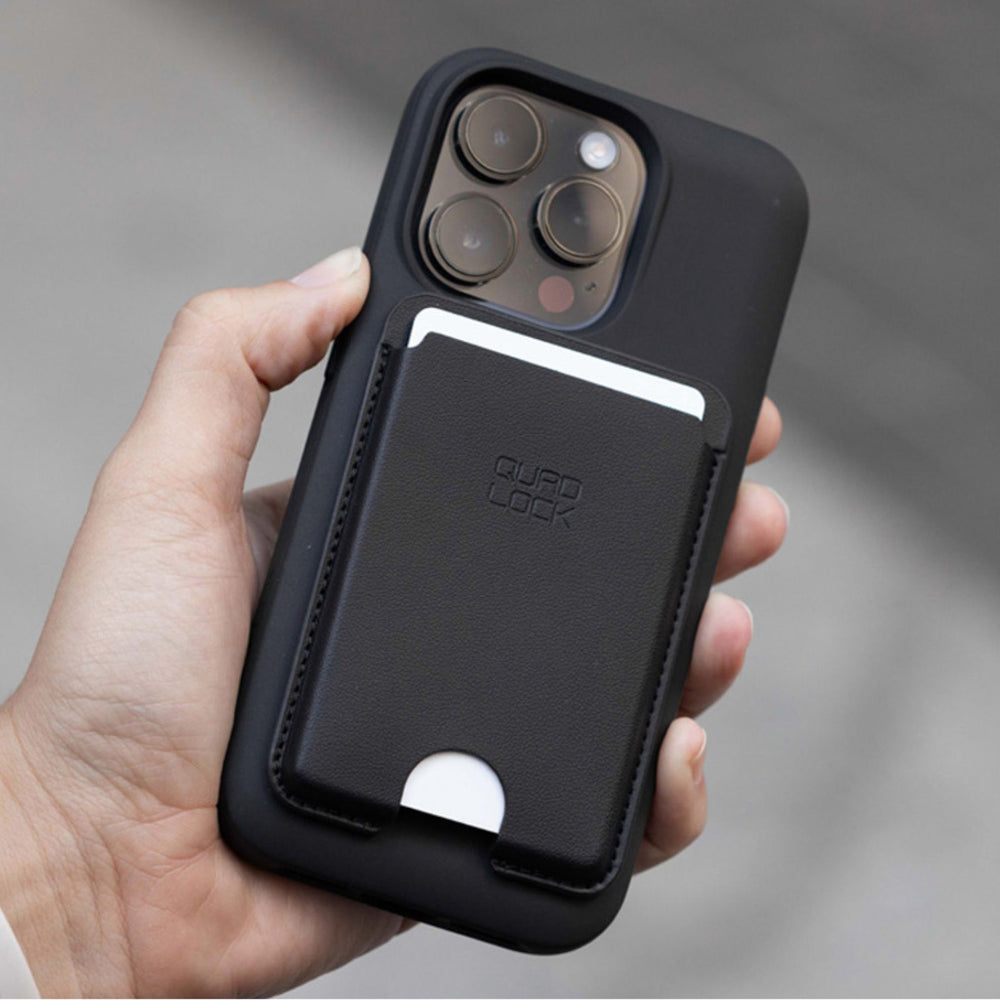 Quad Lock MAG Wallet - Lifestyle Close-Up of Wallet Attached to Phone Case