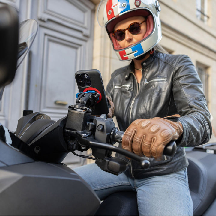 Quad Lock Motorcycle Brake Reservoir Mount (V2) - Lifestyle of Mount Installed on Brake Reservoir