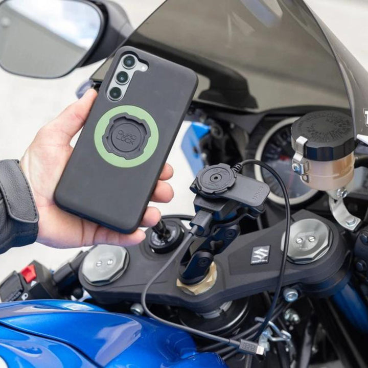 Quad Lock Motorcycle USB Charger - Lifestyle of Charger Installed on Mount
