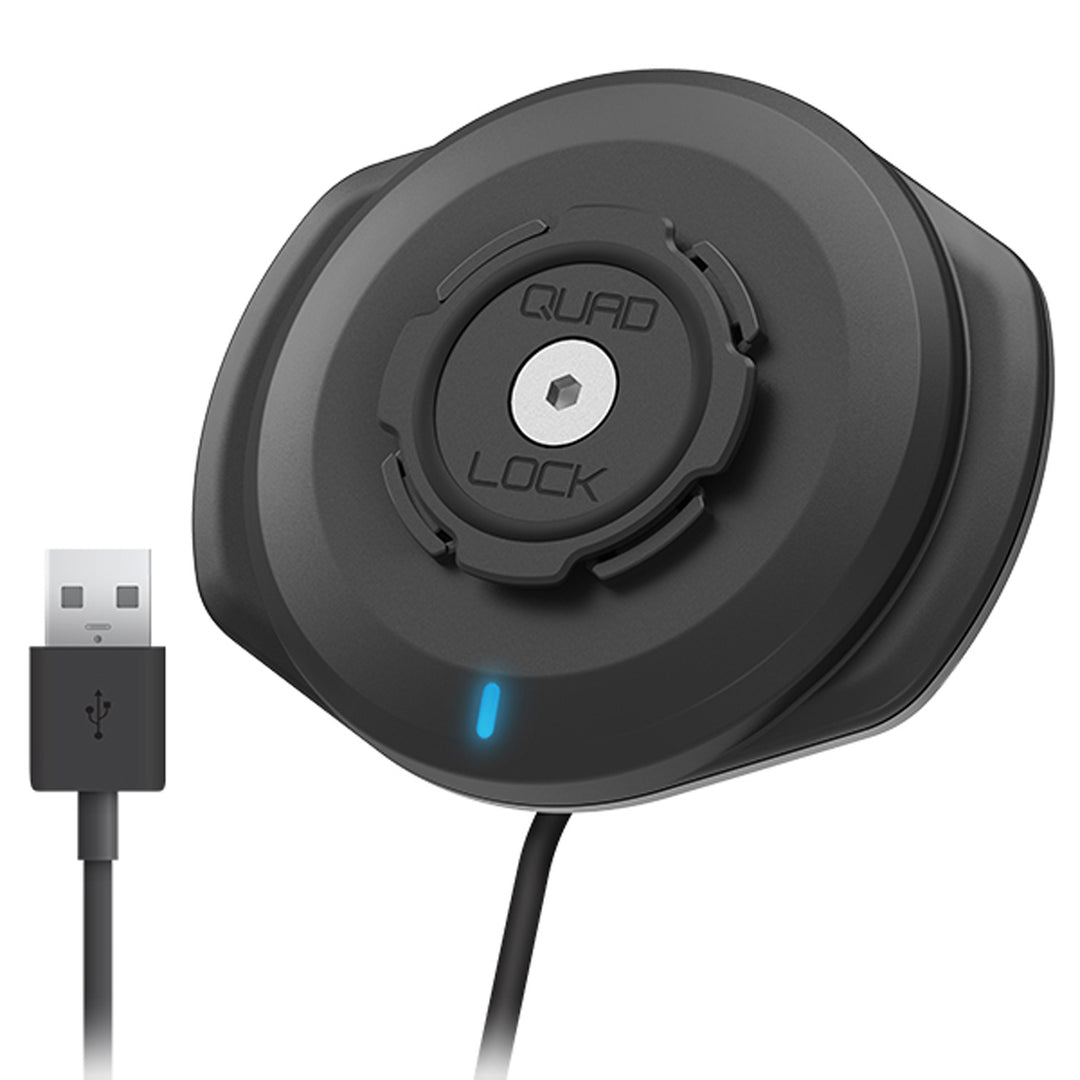 Quad Lock USB Weatherproof Wireless Charging Head - Angled Side View