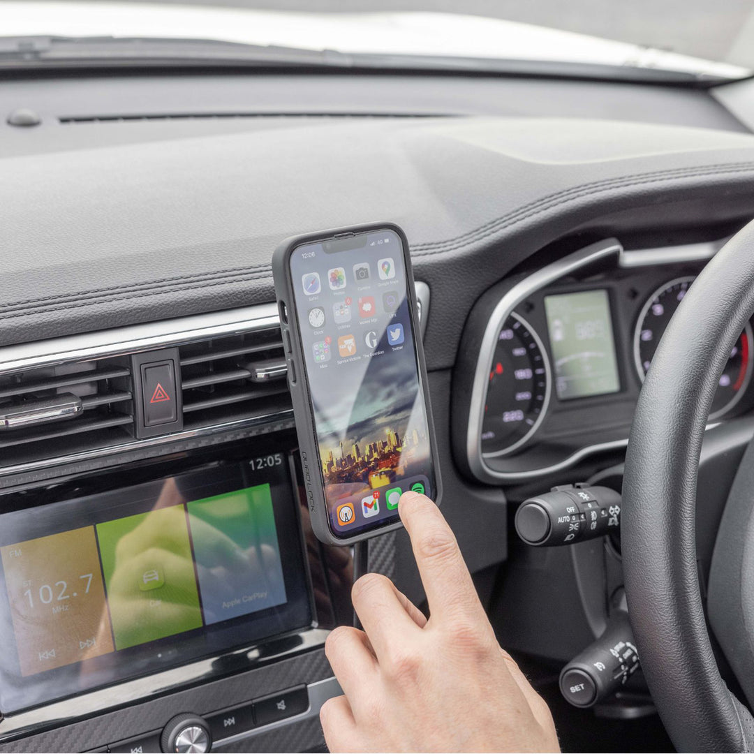 Quad Lock Vent Car Mount - Lifestyle of Driver Using Phone on Vent Mount