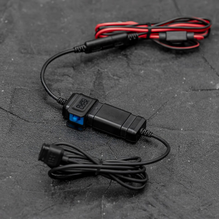 Quad Lock Waterproof 12V to USB Smart Adaptor - Lifestyle of Smart Adaptor with Cords Wrapped, Pre-Installation