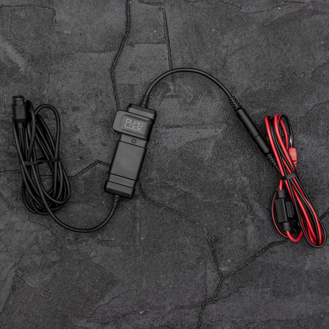 Quad Lock Waterproof 12V to USB Smart Adaptor - Lifestyle Wide Shot of Smart Adaptor with Cords Wrapped, Pre-Installation