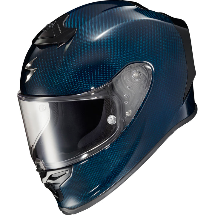 SCORPION EXO EXO-R1 Air Carbon Helmet Carbon Blue - Top Side View
