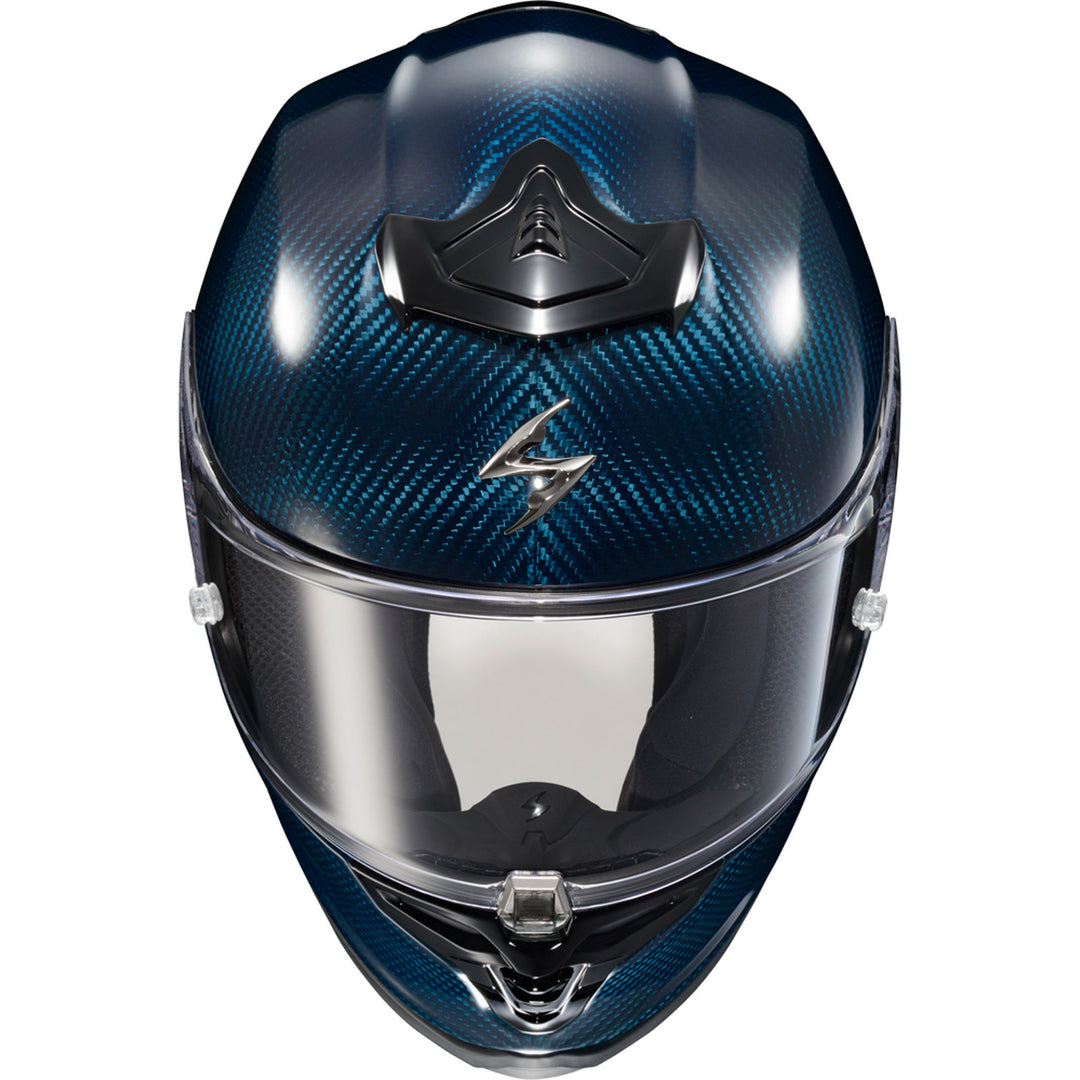 SCORPION EXO EXO-R1 Air Carbon Helmet Carbon Blue - Front Top View
