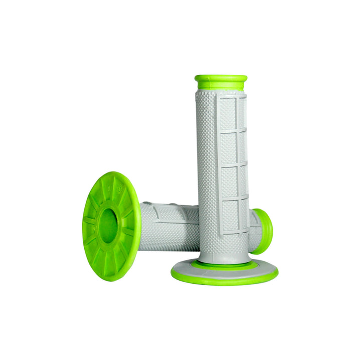 Renthal Dual-Compound Grips - Half-Waffle Green - Full View of Pair